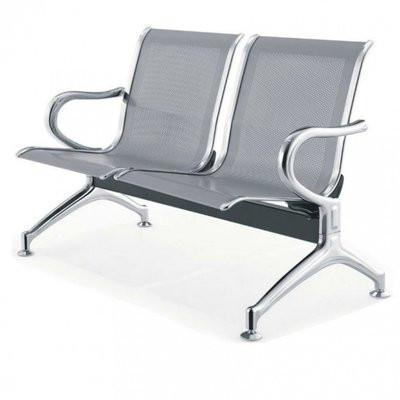 2-Seater Reception Metal Bench-Grey Home Office Garden | HOG-HomeOfficeGarden | HOG-Home.Office.Garden