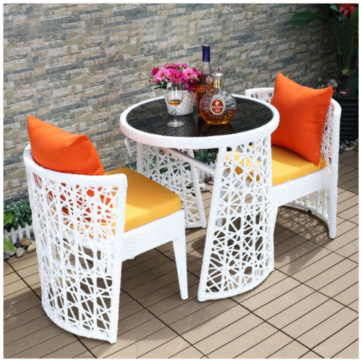 2 Seater Shaggy Round Compact Rattan Bistro Furniture Set Home Office Garden | HOG-HomeOfficeGarden | HOG-Home.Office.Garden