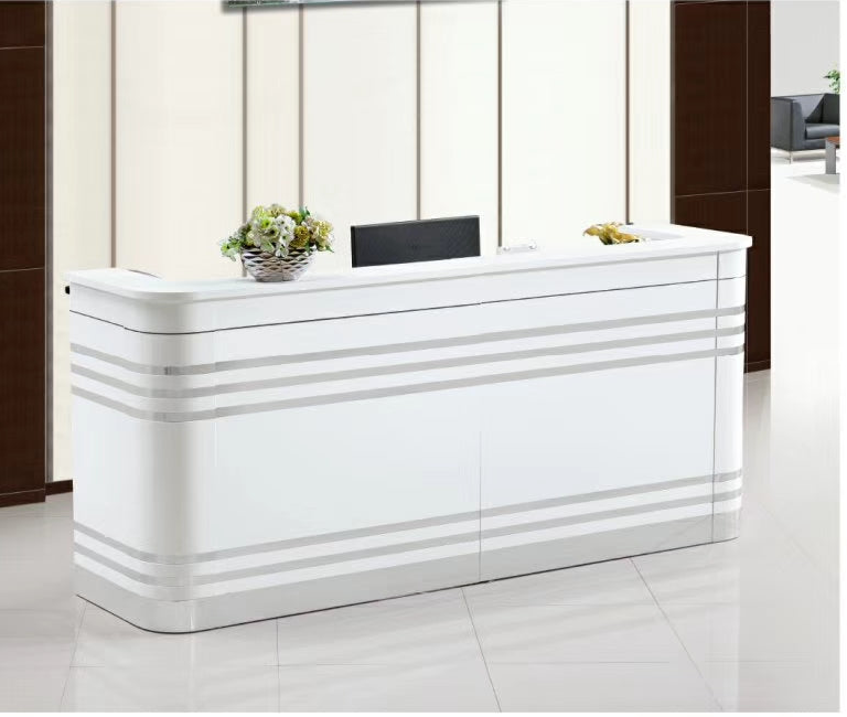 2.4 Meters Modern White Reception Desk. Home Office Garden | HOG-HomeOfficeGarden | online marketplace