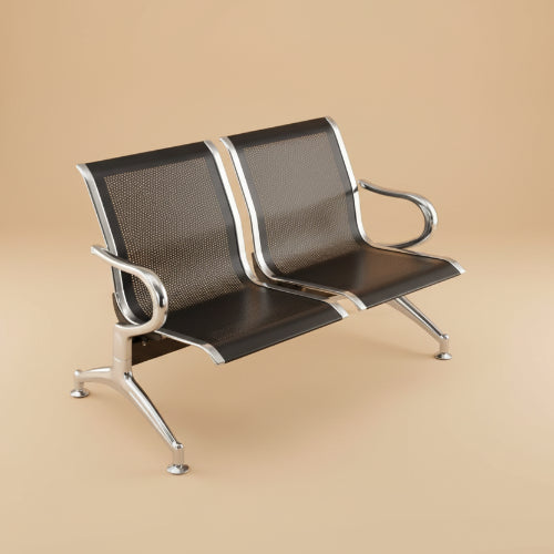2 Seater Reception Metal Bench - Black. @HOG - Home Office Garden Online Marketplace