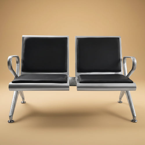 2 Seater Stainless Steel Bench with Fibre Cushion-Black. @HOG - Home Office Garden Online Marketplace