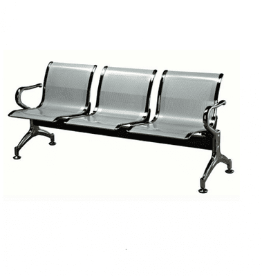3 Seater Reception Metal Bench-Grey Home Office Garden | HOG-HomeOfficeGarden | HOG-Home.Office.Garden