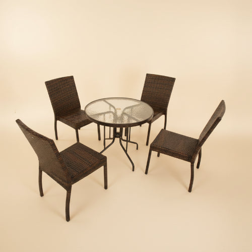 32" Outdoor Patio Table + 4 Rattan Chairs Home Office Garden | HOG-HomeOfficeGarden | HOG-Home.Office.Garden