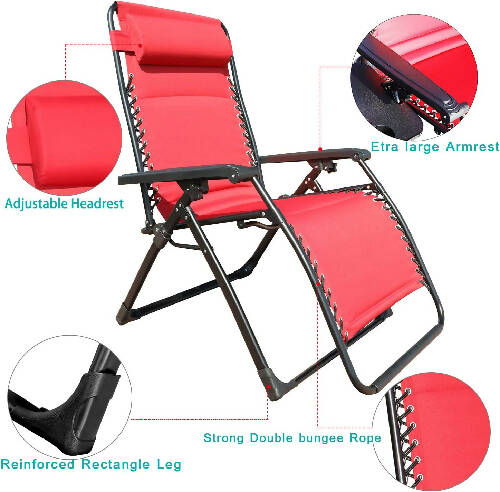Anti -Gravity Chair With Side Table - Red