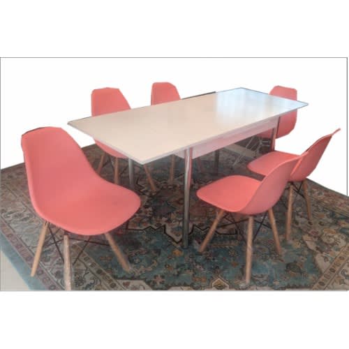 Linsan Esrum Extendable Dining Table With 6 Armless Eames Chair Home Office Garden | HOG-HomeOfficeGarden | online marketplace