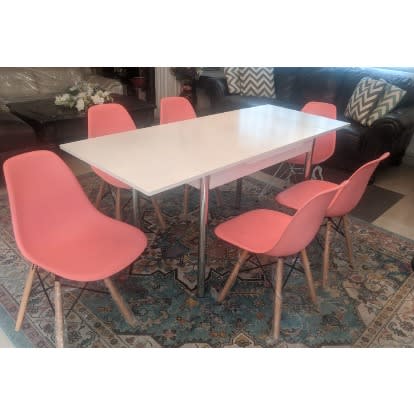 Linsan Esrum Extendable Dining Table With 6 Armless Eames Chair Home Office Garden | HOG-HomeOfficeGarden | online marketplace