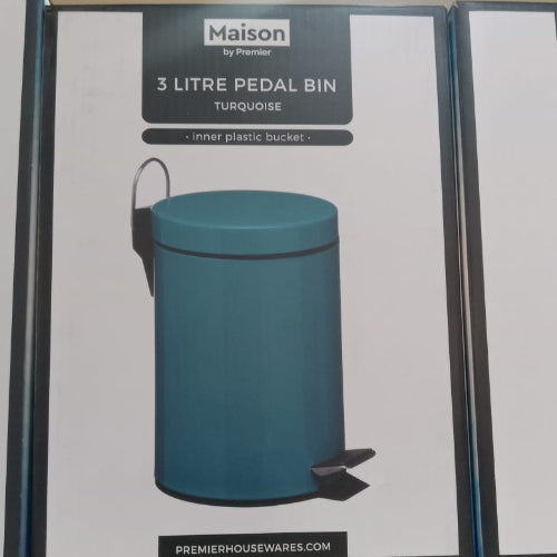 3L Pedal Bin - Turquoise @HOG - Home Office Garden Online Marketplace