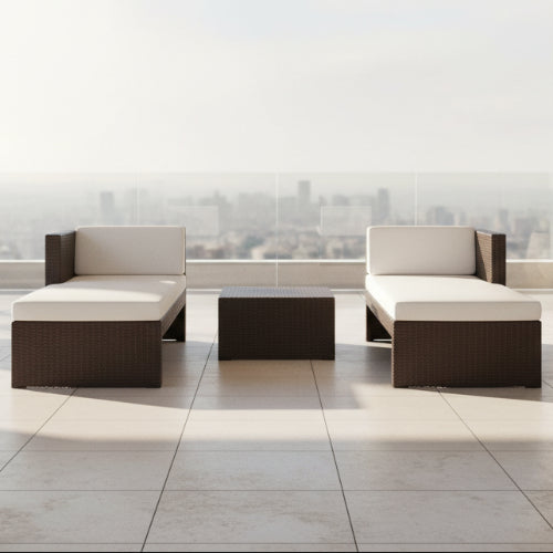 3 Piece Outdoor Patio Chaise Lounge Rattan Set. @HOG - Home Office Garden Online Marketplace