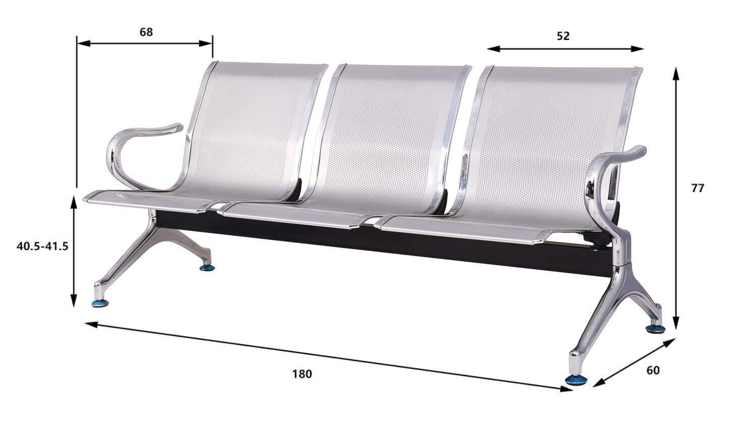 3 Seater Reception Metal Bench-Grey. @HOG - Home Office Garden Online Marketplace