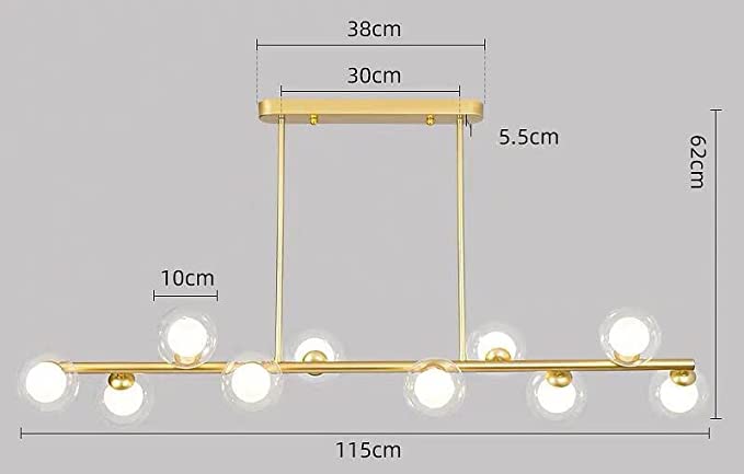 10 Hasken Zinare Dual Frosted Gilashin Chandelier Rufe Fitilar Rataye