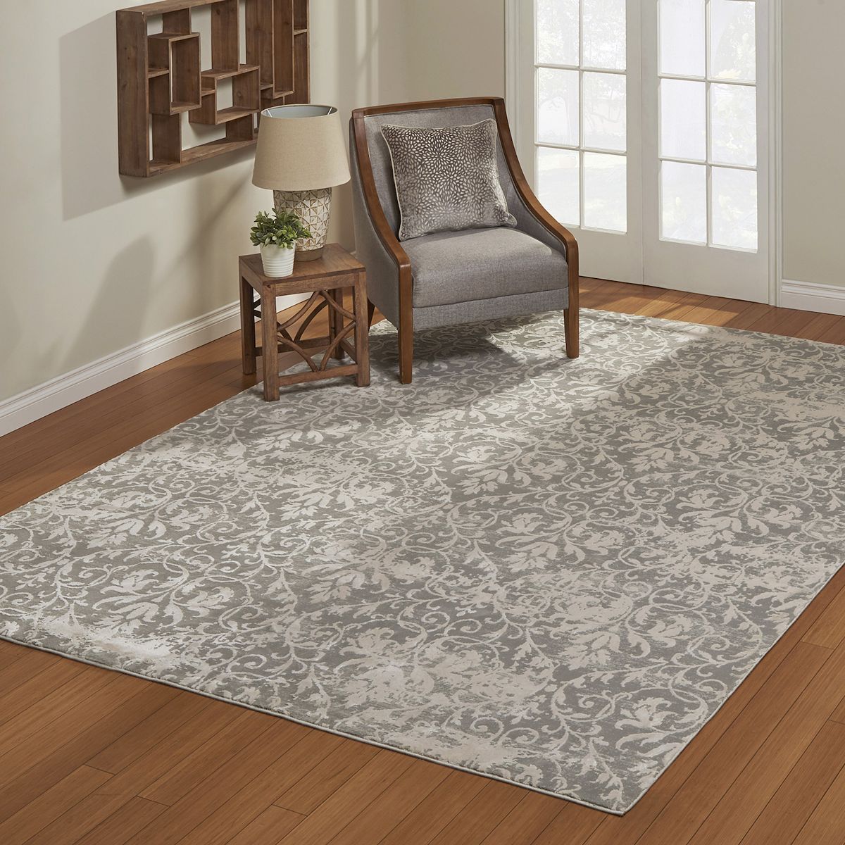 Aurora Collection Chartres Gray Ivory Rug - 6ft 4in X 9ft 6in (195cm X 290cm) HOG-Home Office Garden online marketplace.