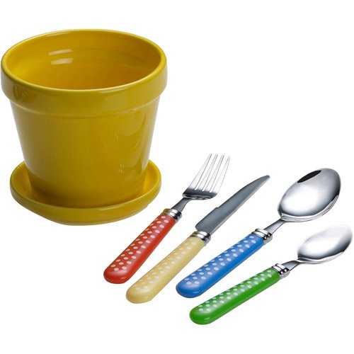 Home, Office, Garden online marketplace International Silver Garden Party 16-Piece Flatware Set with Flower Pot Caddy