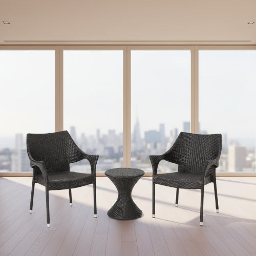 4 Piece Rattan Chat Set with Stacking Chairs and Hourglass Side Table. @HOG - Home Office Garden Online Marketplace