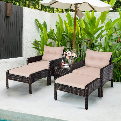 5-Piece Rattan Wicker Patio Set. @HOG - Home Office Garden Online Marketplace