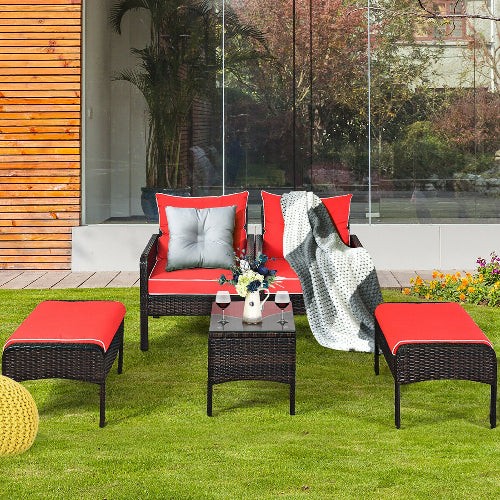 5-Piece Rattan Wicker Patio Set. @HOG - Home Office Garden Online Marketplace