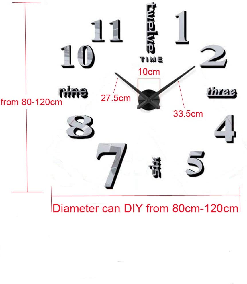 120cm Large Diameter 3D Acrylic Art Wall Clock HOG-Home Office Garden online marketplace.