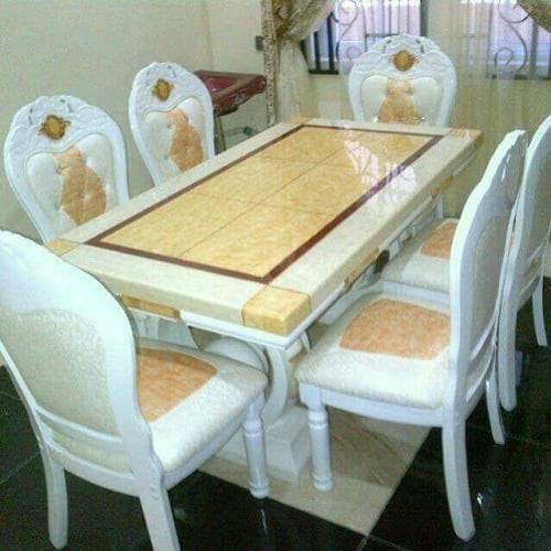 6 Seater Marble Dining Set- White Home Office Garden | HOG-HomeOfficeGarden | online marketplace