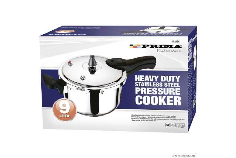Prima Heavy Duty Stainless Steel Pressure Cooker - Kitchen Cooking Steamer - a 9 Litre HOG-Home Office Garden online marketplace.