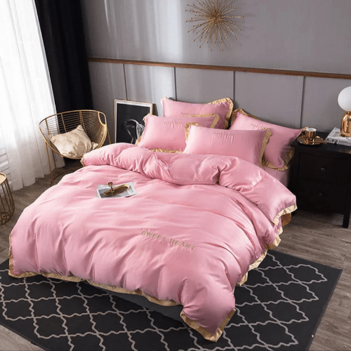 8 Luxury Pink America Cotton Embroidery Bedding Set Duvet Cover @HOG - Home Office Garden Online Marketplace