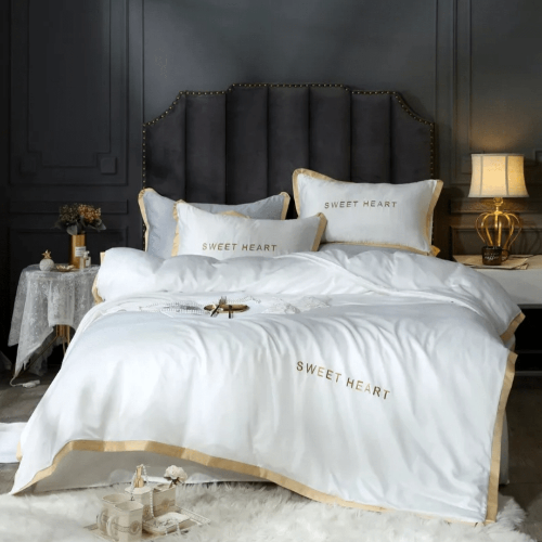 8 Luxury White America Cotton Embroidery Bedding Set Duvet Cover @HOG - Home Office Garden Online Marketplace
