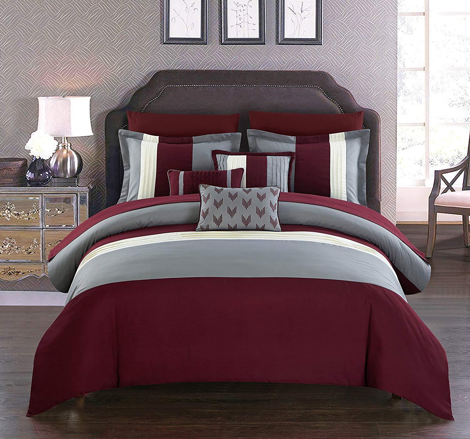 8pc Bedding Set with Duvet covers & 4 pillow cases-Burgundy Home Office Garden | HOG-HomeOfficeGarden | online marketplace