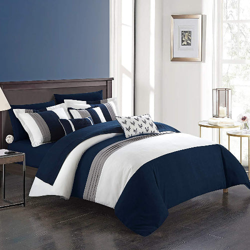 8pc Bedding Set with Duvet Covers & 4 Pillowcases - Navy @HOG - Home Office Garden Online Marketplace