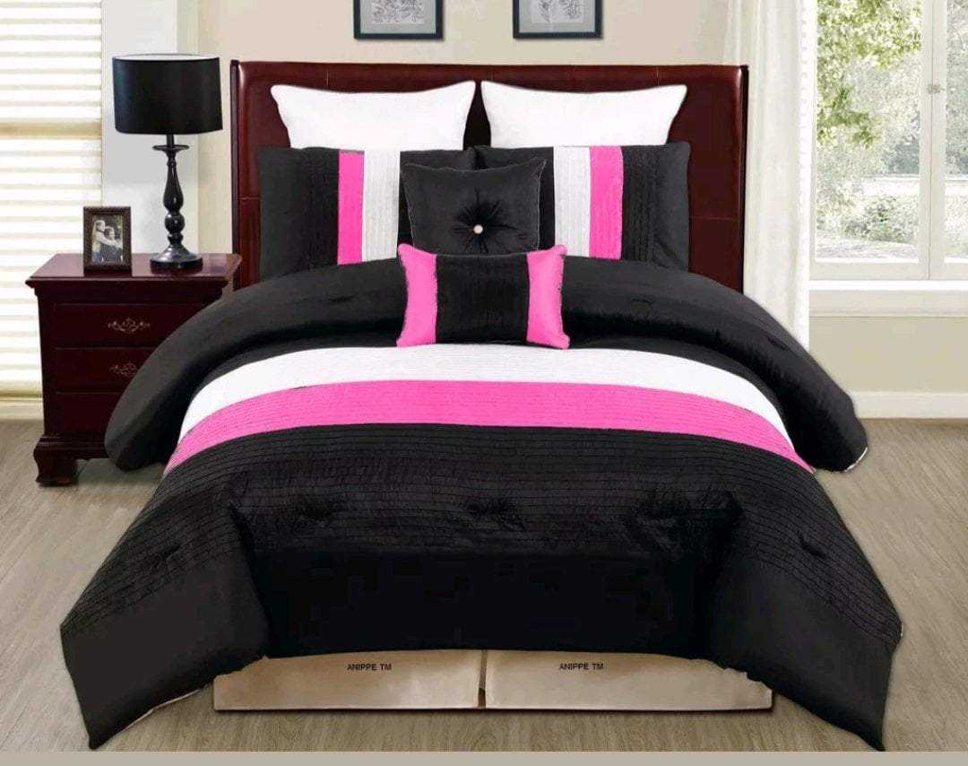 9 Pieces Bedding Sets - Pink & Black Home Office Garden | HOG-HomeOfficeGarden | online marketplace