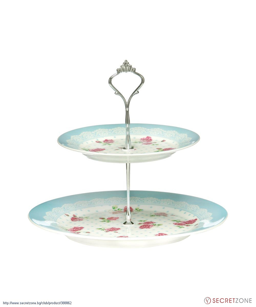 Premier Housewares Two Tier Cake Stand in Blue