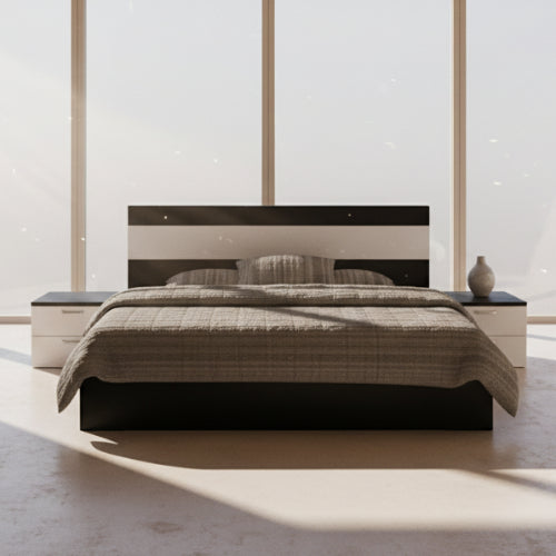 Adelia Series; 6 x 6 Feet Bed Frame (Black and White). @HOG - Home Office Garden Online Marketplace