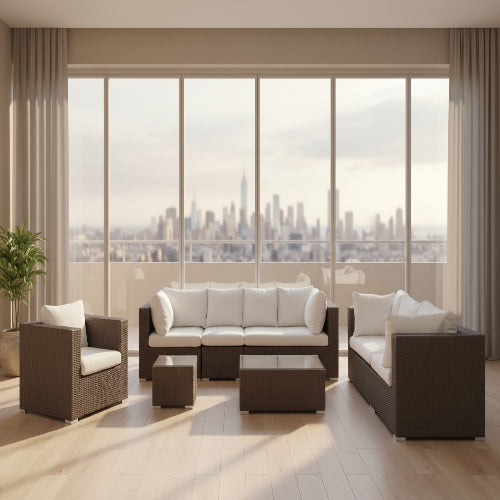 Brown Wicker Rattan Set 8 Seater. @HOG - Home Office Garden Online Marketplace