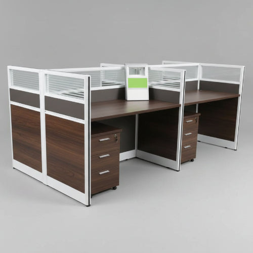 Brown Workstation for 4 Persons @HOG - Home Office Garden Online Marketplace