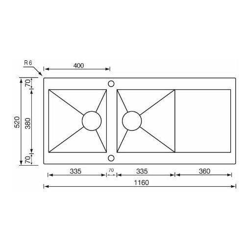 CM 812987rcssp Revers 116x52 2v Sink. @HOG - Home Office Garden Online Marketplace