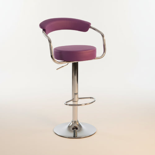 Chrome Bar Stool with Backrest - Purple. @HOG - Home Office Garden Online Marketplace