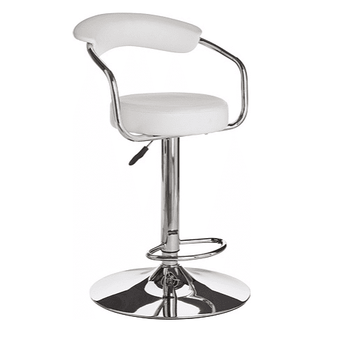 Chrome Bar Stool with Backrest - White. @HOG - Home Office Garden Online Marketplace