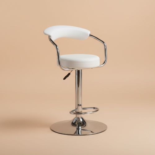 Chrome Bar Stool with Backrest - White. @HOG - Home Office Garden Online Marketplace