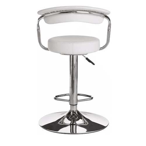 Chrome Bar Stool with Backrest - White. @HOG - Home Office Garden Online Marketplace