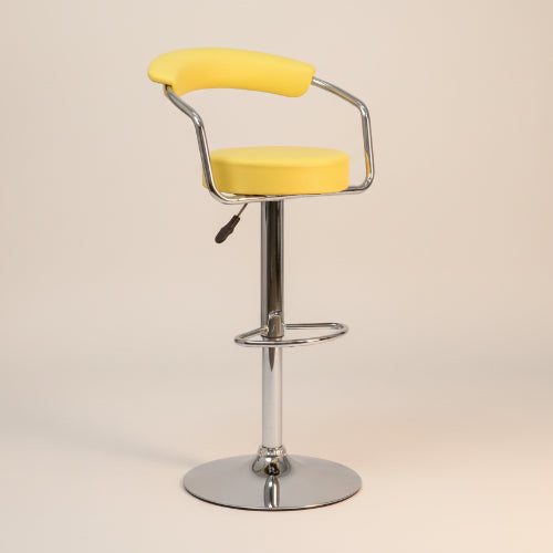 Chrome Bar Stool with Backrest - Yellow. @HOG - Home Office Garden Online Marketplace