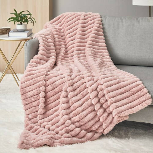 Room Essentials -Ribbed Throw Blanket - 60" X 50" - Blush Pink Home, Office, Garden online marketplace