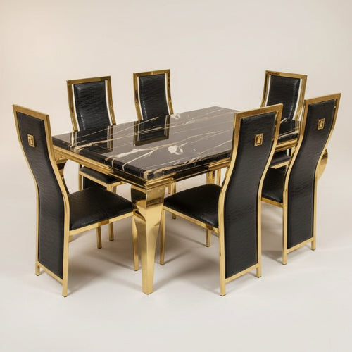 Dining Marble Table with 6 Sitting Chairs. @HOG - Home Office Garden Online Marketplace