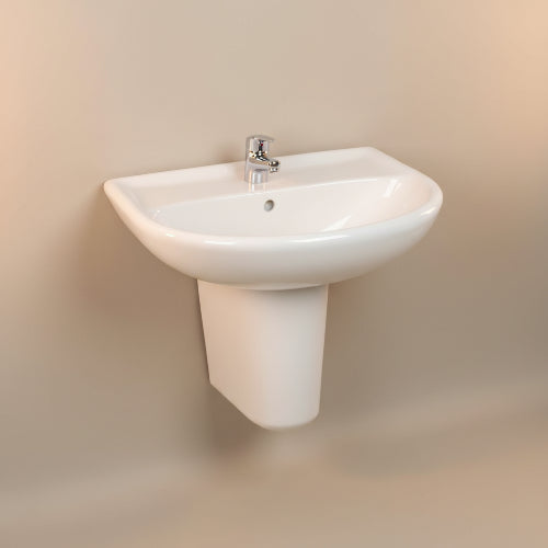 ECE DL Washbasin 51cm with Semi-Pedestal and Fixing Kit. @HOG - Home Office Garden Online Marketplace