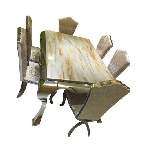 Exquisite Marble Dining Table with 6 Chairs. @HOG - Home Office Garden Online Marketplace