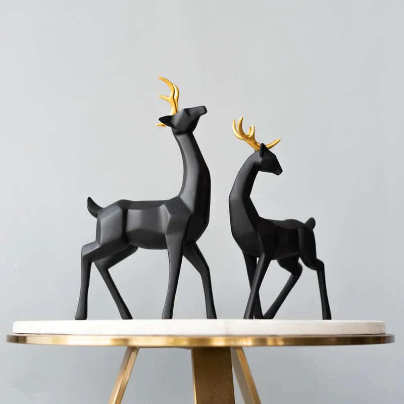 Geometrical Deer Figurines In Black & Gold (Set of 2) | HOG-Home. Office. Garden online marketplace