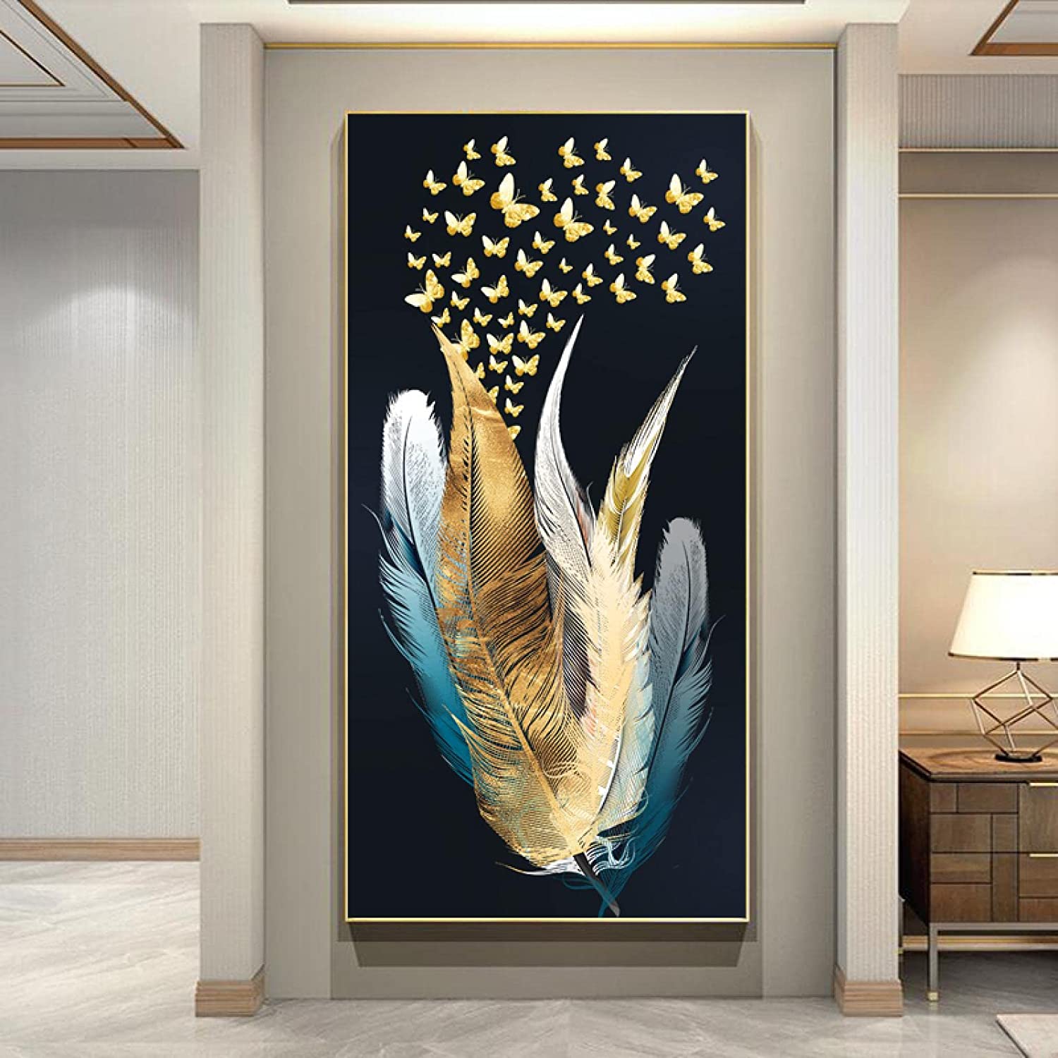 Gold Feather Butterfly Canvas Painting Wall Art | HOG-Home. office. Garden online marketplace