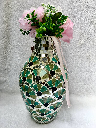 Decorative Mosaic Glass Vase - 16 In. X 6 In Home, Office, Garden online marketplace