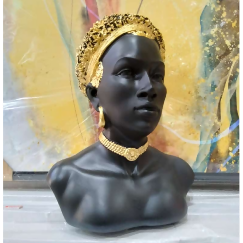 Black and Gold African Bust Statue