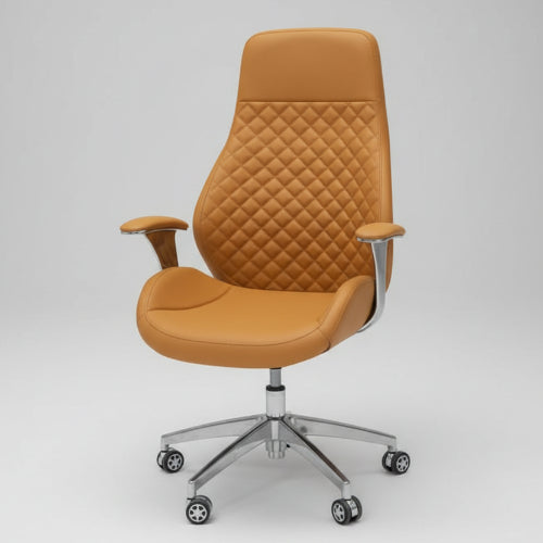 High Back Brown Leather Executive Swivel Office Chair with Arms @HOG - Home Office Garden Online Marketplace