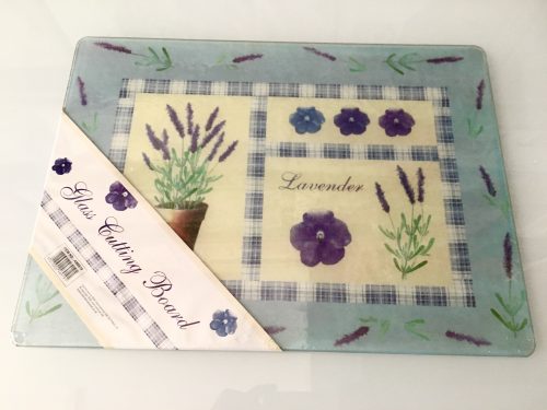 Linsan Lavender Classic Charm 12" X 18" Glass Cutting Board