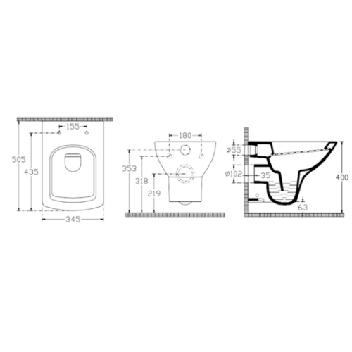 ISVEA Soluzione XI Wall-Hung Water Closet with Duraplast Soft Close Seat Cover with Fixing kits. @HOG - Home Office Garden Online Marketplace