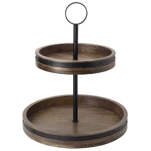 Mikasa Gingko Mikasa 2-tier Lazy Susan Wood Tray Home, Office, Garden online marketplace