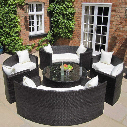 Lauren Luxury Rattan Garden Furniture Circular Sofa and Coffee Table Set. @HOG - Home Office Garden Online Marketplace